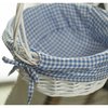 Vintiquewise White Round Willow Gift Basket, with Blue and White Gingham Liner and Handles, Small QI004550BL.S